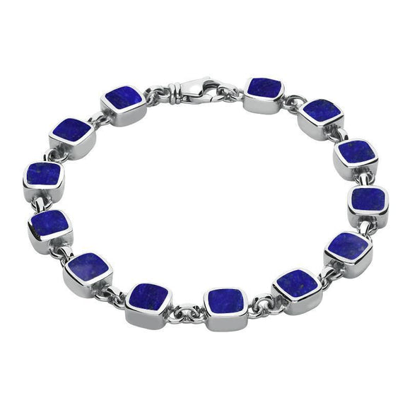 Sterling Silver Lapis Lazuli Square Cushion Bracelet . B538.