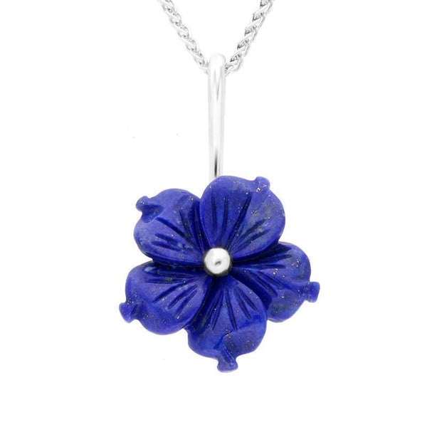 Sterling Silver Lapis Lazuli Tuberose Carnation Necklace, P2854