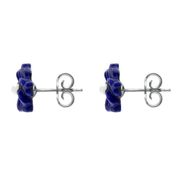Sterling Silver Lapis Lazuli Tuberose Carnation Stud Earrings, E2162.