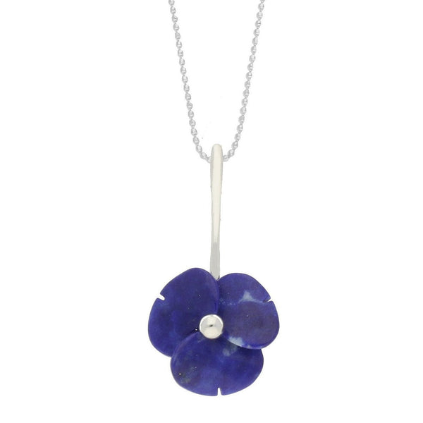 Sterling Silver Lapis Lazuli Tuberose Clover Necklace