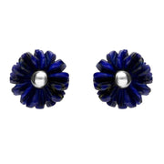 Sterling Silver Lapis Lazuli Tuberose Daisy Stud Earrings, E2160.