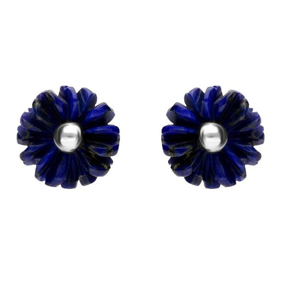 Sterling Silver Lapis Lazuli Tuberose Daisy Stud Earrings, E2160.