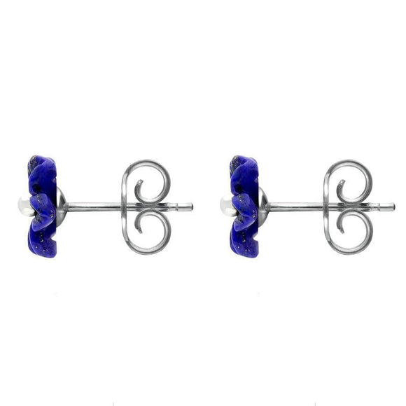 Sterling Silver Lapis Lazuli Tuberose Desert Rose Stud Earrings, E2154.
