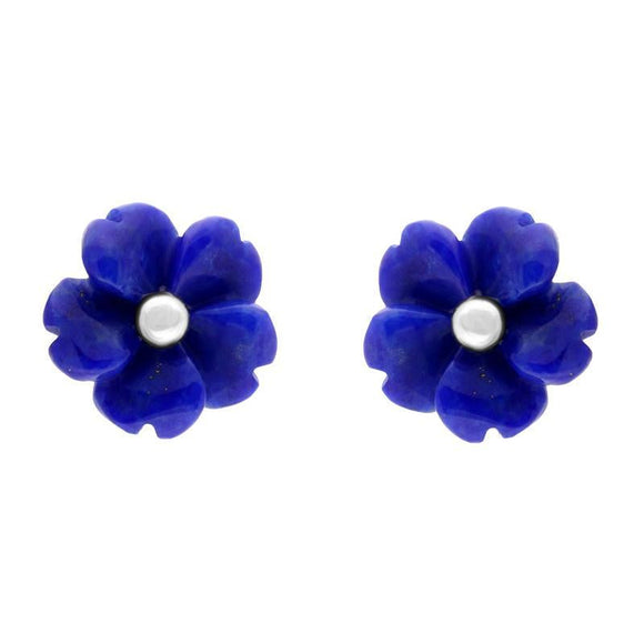 Sterling Silver Lapis Lazuli Tuberose Gypsophila Stud Earrings, E2156.