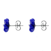 Sterling Silver Lapis Lazuli Tuberose Gypsophila Stud Earrings, E2156.