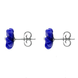 Sterling Silver Lapis Lazuli Tuberose Gypsophila Stud Earrings, E2157.