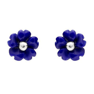 Sterling Silver Lapis Lazuli Tuberose Gypsophila Stud Earrings, E2157.