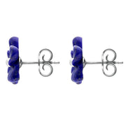 Sterling Silver Lapis Lazuli Tuberose Pansy Stud Earrings, E2153.