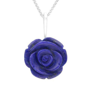 Sterling Silver Lapis Lazuli Tuberose Rose Necklace, P2849.