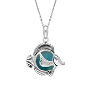Sterling Silver Larimar Single Stone Angel Fish Necklace P2585