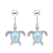 Sterling Silver Larimar Turtle Drop Earrings E1934
