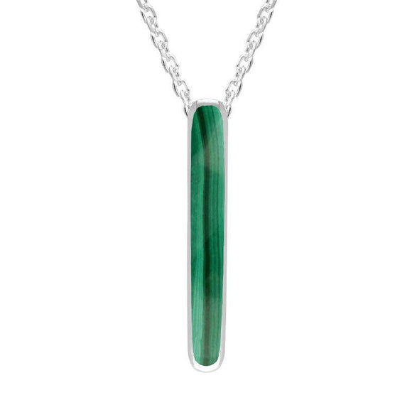 Sterling Silver Malachite Lineaire Drop Oval Necklace P2989