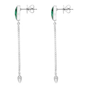 Sterling Silver Malachite Lineaire Long Drop Stud Earrings E2240