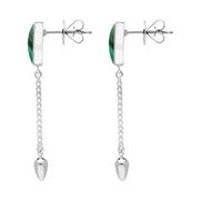 Sterling Silver Malachite Lineaire Medium Drop Stud Earrings E2241
