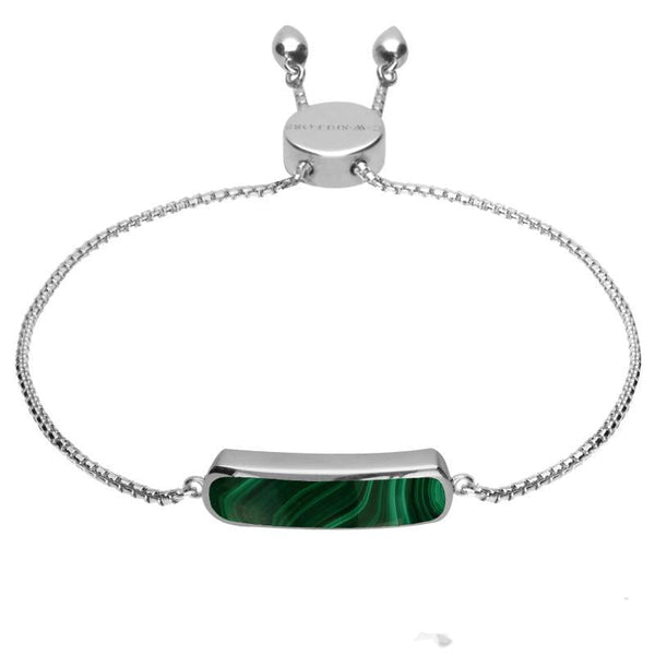 Sterling Silver Malachite Lineaire Petite Bracelet B1072.
