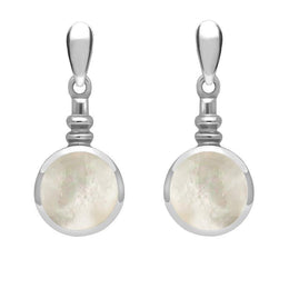 Sterling Silver Mother of Pearl Bottle Top Drop Earrings E054