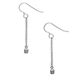 Sterling Silver Oxidised Tiny Skull Chain Drop Earrings. E1603OX