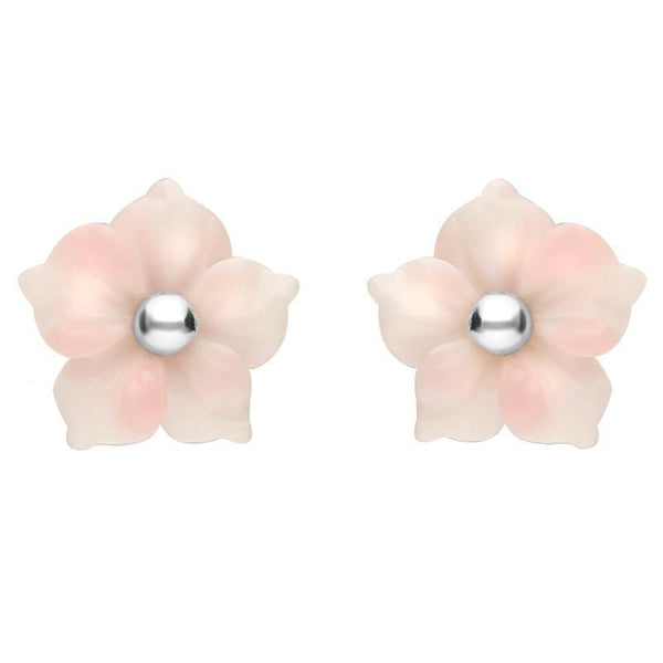 Sterling Silver Pink Conch Tuberose Carnation Stud Earrings E2162