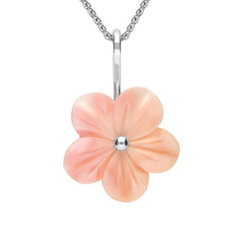 Sterling Silver Pink Conch Desert Rose Tuberose Necklace, P2858