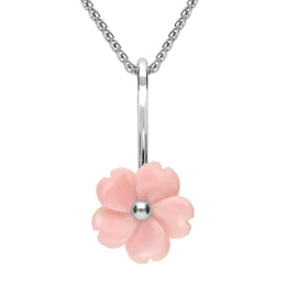Sterling Silver Pink Conch Tuberose 15mm Gypsophila Necklace