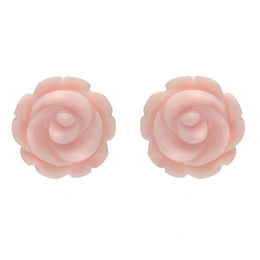 Sterling Silver Pink Conch Tuberose Rose Stud Earrings E2150