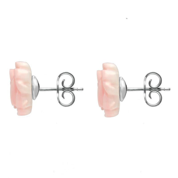 Sterling Silver Pink Conch Tuberose 10mm Rose Stud Earrings