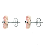 Sterling Silver Pink Conch Tuberose Gypsophila Stud Earrings, E2156.