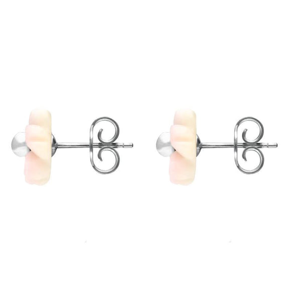 Sterling Silver Pink Conch Tuberose Gypsophila Stud Earrings E2157
