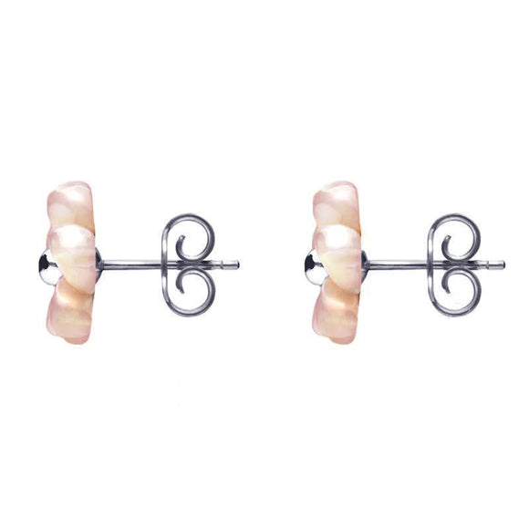 Sterling Silver Pink Mother of Pearl Gypsophila Tuberose Stud Earrings, E2156