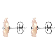 Sterling Silver Pink Mother of Pearl Tuberose Pansy Stud Earrings, E2153