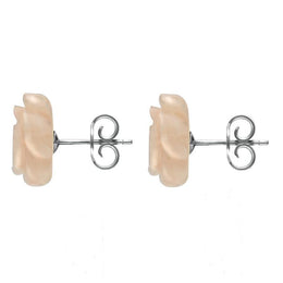 Sterling Silver Pink Mother of Pearl Large Rose Tuberose Stud Earrings, E2150