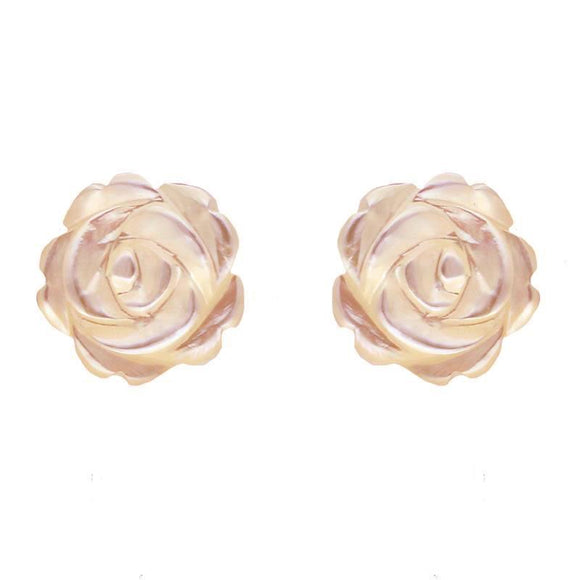 Sterling Silver Pink Mother of Pearl Small Rose Tuberose Stud Earrings, E2161