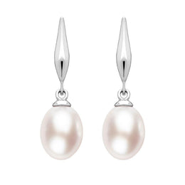 Sterling Silver Pink Pearl Drop Earrings, E1353.