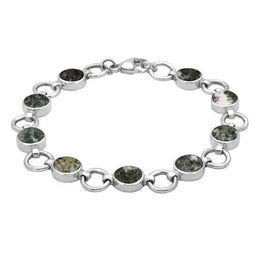 Sterling Silver Preseli Bluestone Nine Stone Round Ring Bracelet. B537.