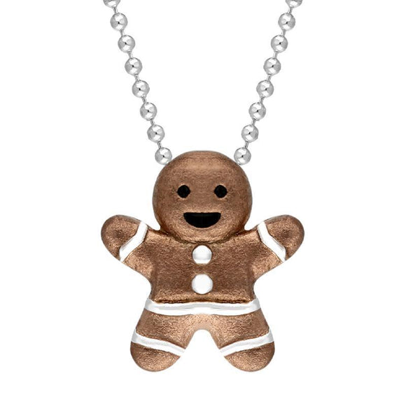 Sterling Silver Rose Gold Gingerbread Man Pendant P3424C