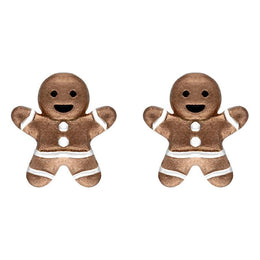 Sterling Silver Rose Gold Gingerbread Man Stud Earrings E2467