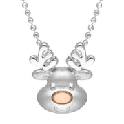 Sterling Silver Rose Gold Reindeer Face Pendant P3429C