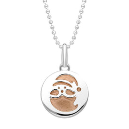 Sterling Silver Rose Gold Santa Stencil Necklace P3427C