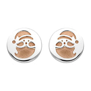 Sterling Silver Rose Gold Santa Stencil Stud Earrings E2471