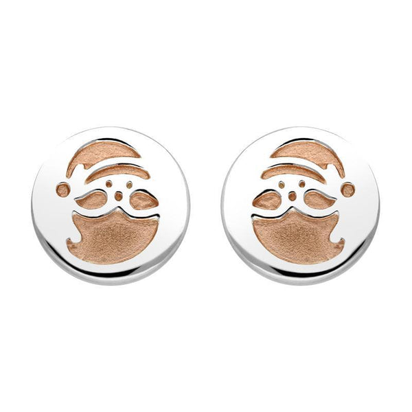 Sterling Silver Rose Gold Santa Stencil Stud Earrings E2471