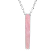 Sterling Silver Rose Quartz Lineaire Drop Oval Necklace P2989