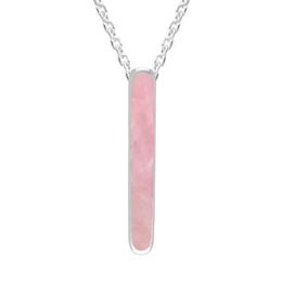 Sterling Silver Rose Quartz Lineaire Drop Oval Necklace P2989
