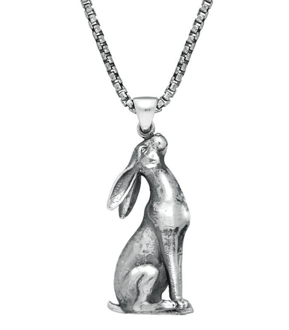 Sterling Silver Sitting Hare Necklace. P2576C.