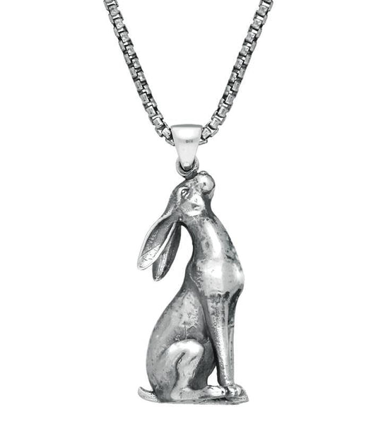 Sterling Silver Sitting Hare Necklace. P2576C.