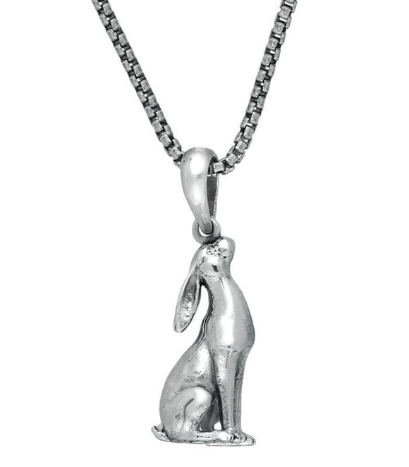Sterling Silver Small Sitting Hare Necklace. P2520C