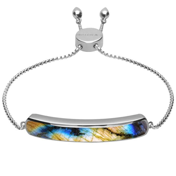 Sterling Silver Spectrolite Lineaire Long Bracelet B1071