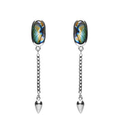 Sterling Silver Spectrolite Lineaire Medium Drop Stud Earrings E2241