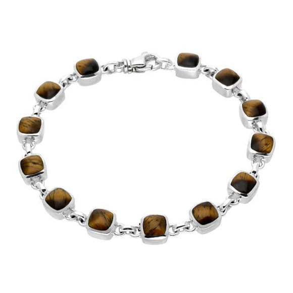 Sterling Silver Tigers Eye Square Small Cushion Bracelet, B538_2