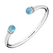 Sterling Silver Turquoise Bead Torc Twist Bangle B724