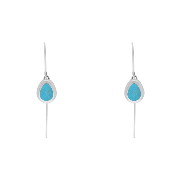 Sterling Silver Turquoise Cross Disc Drop Earrings, E1374.